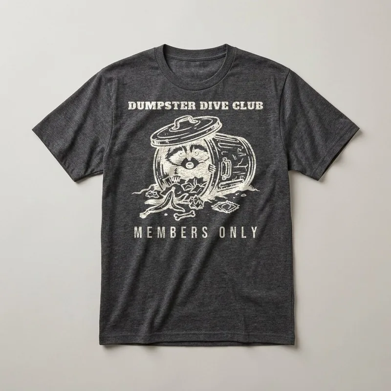 Dumpster Dive Club in Heather Charcoal, flat lay front view