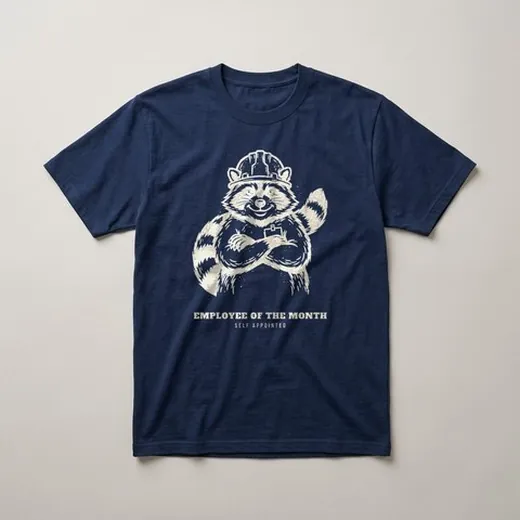 Employee of the Month &ndash; Deep Navy heavyweight cotton t-shirt, flat lay