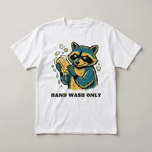 Hand Wash Only &ndash; Vintage White heavyweight cotton t-shirt, flat lay