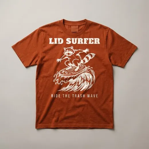Lid Surfer &ndash; Burnt Rust heavyweight cotton t-shirt, flat lay