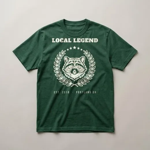 Local Legend &ndash; Forest Green heavyweight cotton t-shirt, flat lay