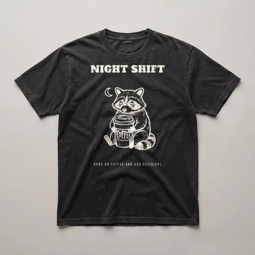 Night Shift &ndash; Washed Black heavyweight cotton t-shirt, flat lay