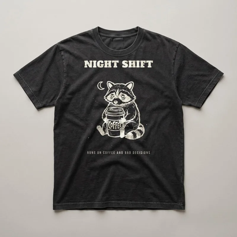 Night Shift in Washed Black, flat lay front view